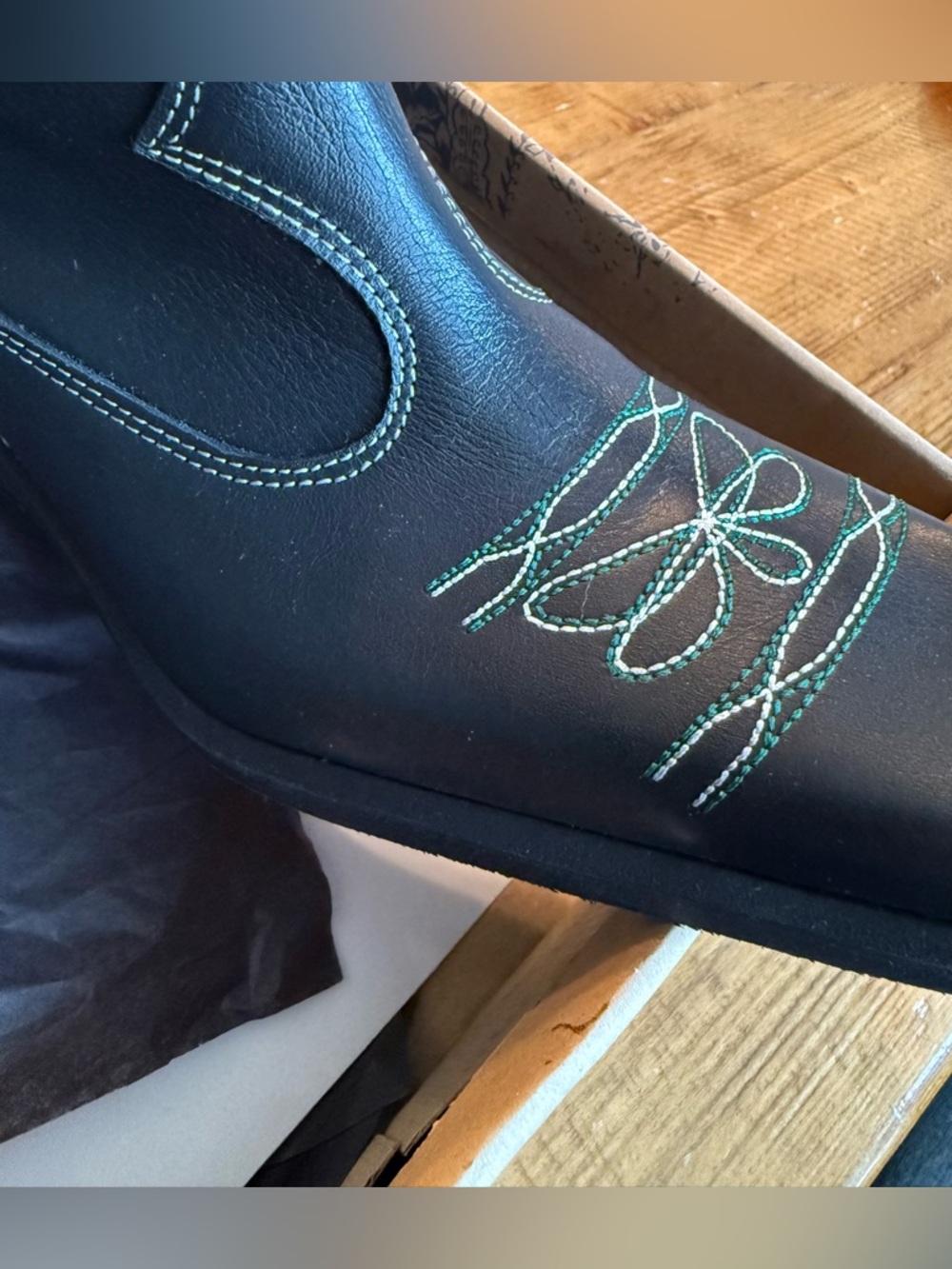 Free People Wandering Western Black Leather Western Ankle Boots - Picture 8 of 11